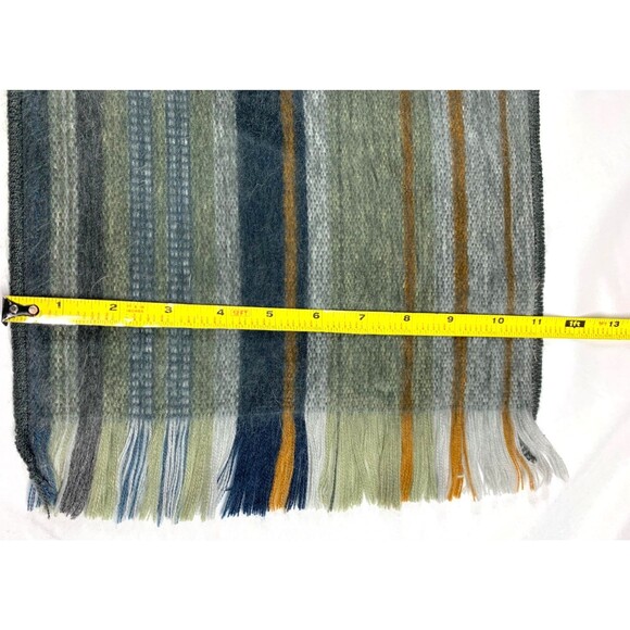 Shupaca Alpaca 80% Blend Scarf 76” X 11” Gray Green Stripe Brushed Cozy Soft - Picture 3 of 5
